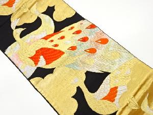 雲に孔雀模様織出し袋帯